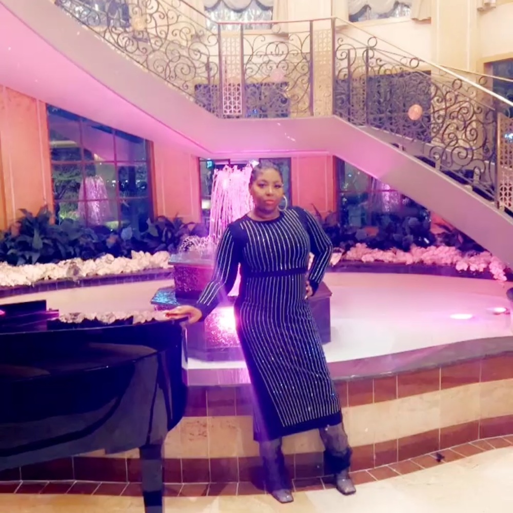 Black bedazzled midi dress